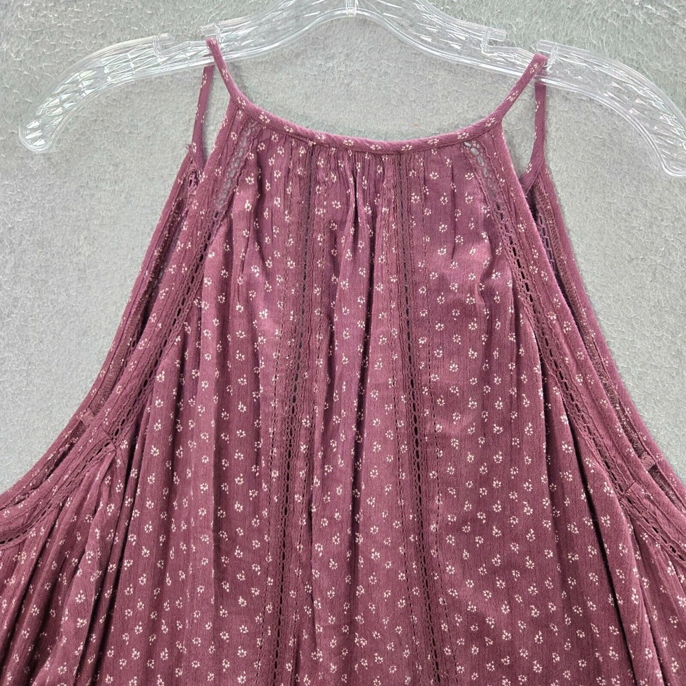 Abercrombie & Fitch Women Top Large Red Floral Blouse Cold Shoulder Boho - Picture 6 of 9